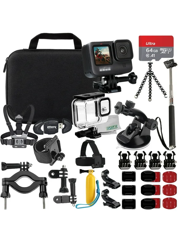 Ultimaxx Deluxe Hero 9 Bundle - Includes: Ultra 64GB Micro Memory Card, Premium Hard Case, Underwater Housing & Much More (32pc Bundle)