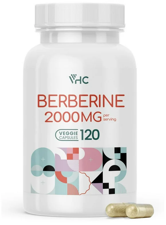 VHC Berberine Plus 2000mg, Premium Berberine HCL for Man and Women, 10X Time Optimum Absorption, Max Boost Bioavailable Levels,  for Immune Cardiovascular Gastrointestinal, 120 Veggie Capsules