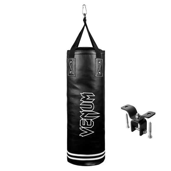 Venum Classic Punching Bag - 70 lb - Black/White - Heavy Bag Kit - 48 Inches Assembled Length