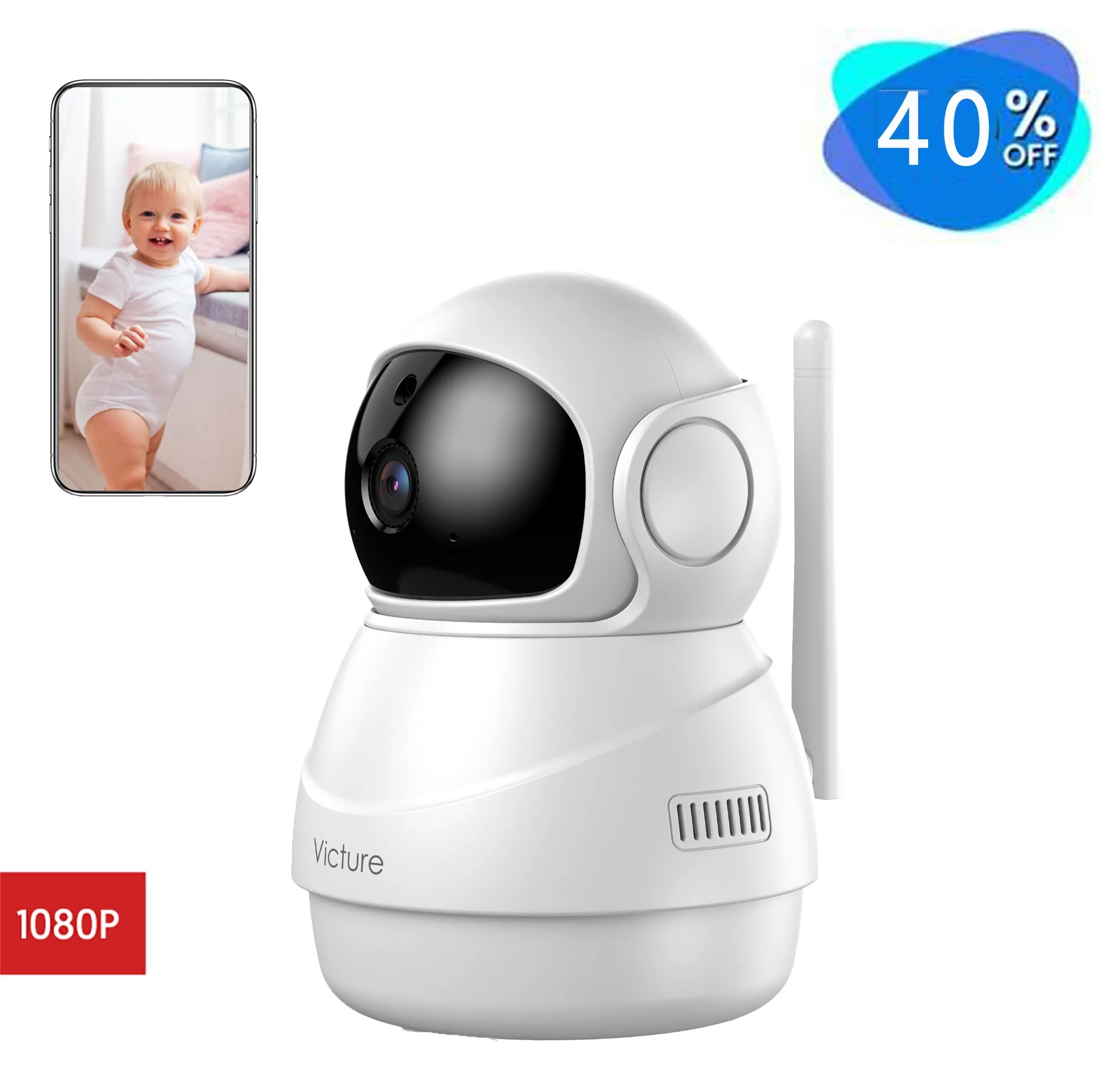 Victure PC530 Baby Monitor,1080P Multi-Purpose Surveillance Camera with Sound / Motion Detection,Motion Tracking and Night Vision