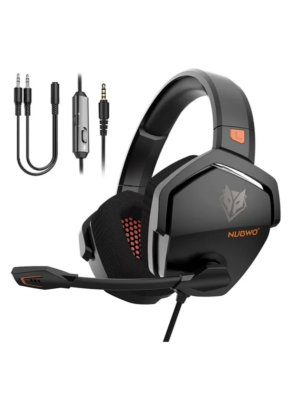 Wired Gaming Headset with Microphone | Over-Ear Game Headphone with Cord for PS5, PS4, Xbox One, Switch, Computer, PC, Laptop, and Mac, Orange