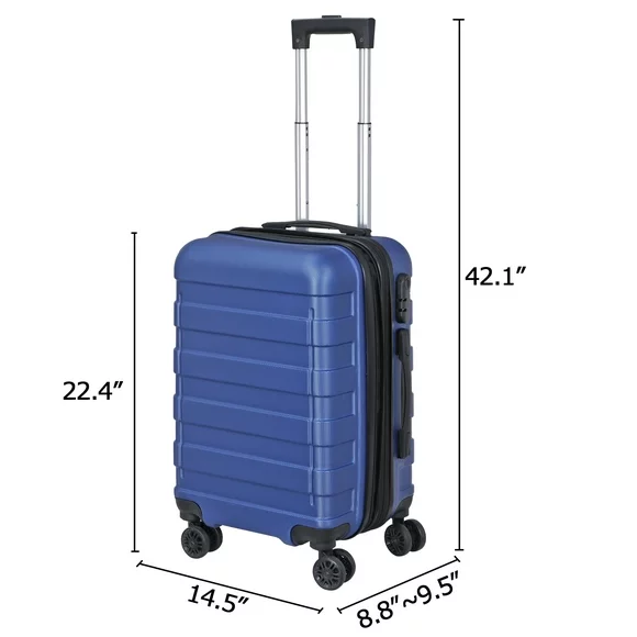 ZENSTYLE 21" Height Hardside Expandable Suitcase Luggage with Spinner Wheels Navy Blue
