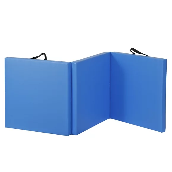 ZENSTYLE Folding Exercise Training Mat 6'×2' Gym Mat Yoga Fitness Blue