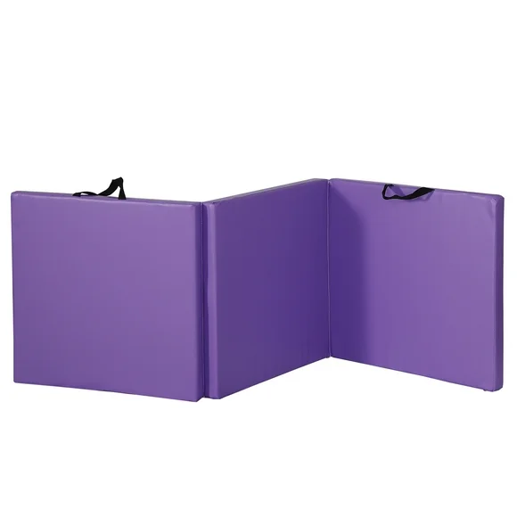 ZENSTYLE Folding Exercise Training Mat 6'×2' Gym Mat Yoga Fitness Purple