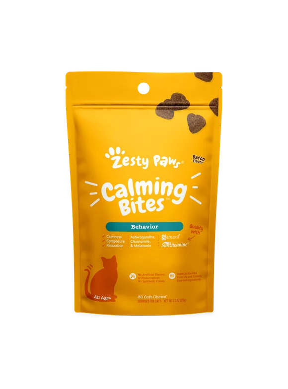 Zesty Paws Calming Bites, Stress & Anxiety Relief Supplement for Cats, 30 Count
