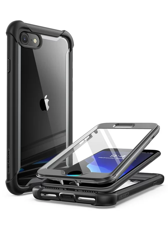 i-Blason Ares Designed for iPhone SE (2022/2020) Case/iPhone 7 Case/iPhone 8 Case, [Built-in Screen Protector] Full-Body Rugged Clear Bumper Case for iPhone SE (2022/2020)/ iPhone 8/ iPhone 7 (Black)