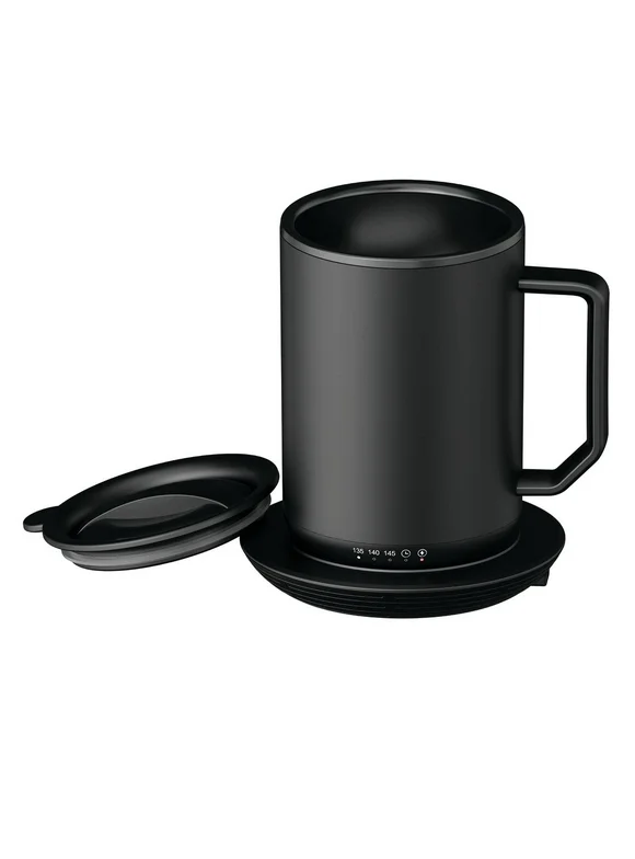 ionMug & Charging Coaster, 12oz. Stainless Steel Self Heating Coffee Mug with Lid, 3.5" x 3.5" x 5"